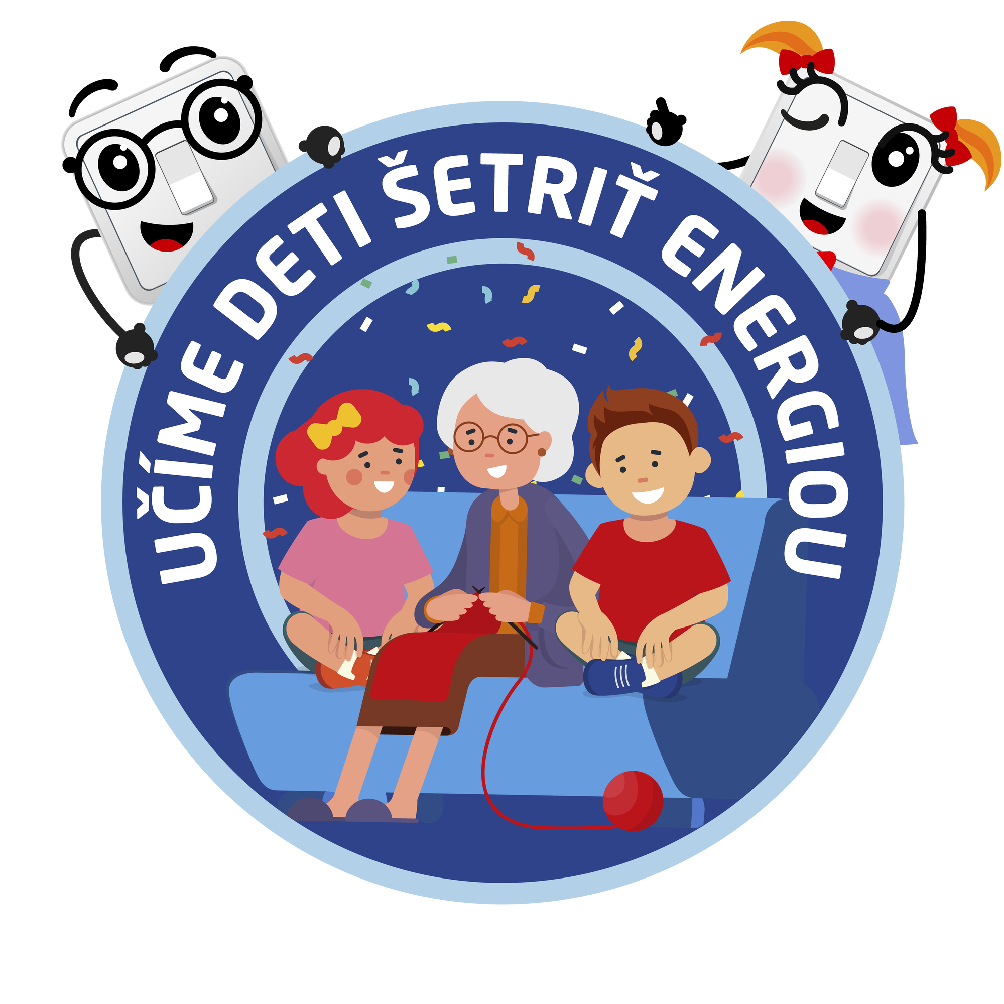 Prelepka kreslenej babičky a detí